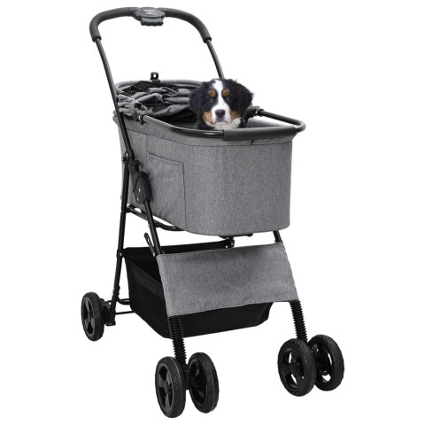 SKŁADANY WÓZEK DLA ZWIERZĄT Z REGULACJĄ SZARY 81X47X99CM