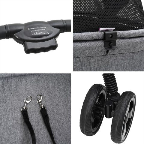 SKŁADANY WÓZEK DLA ZWIERZĄT Z REGULACJĄ SZARY 81X47X99CM