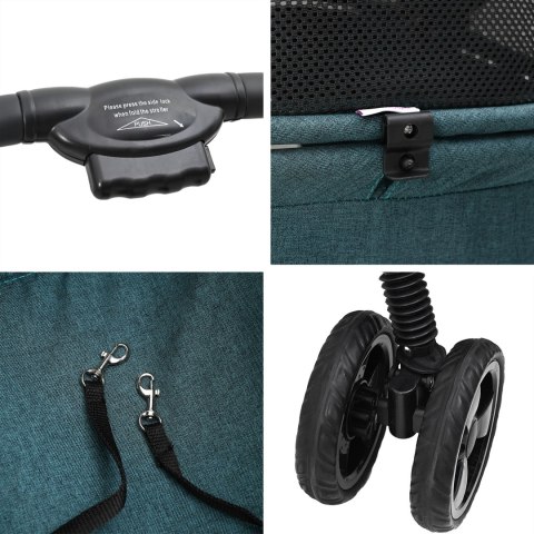 SKŁADANY WÓZEK DLA ZWIERZĄT Z REGULACJĄ ZIELONY 81X47X99CM