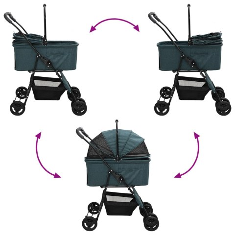 SKŁADANY WÓZEK DLA ZWIERZĄT Z REGULACJĄ ZIELONY 81X47X99CM