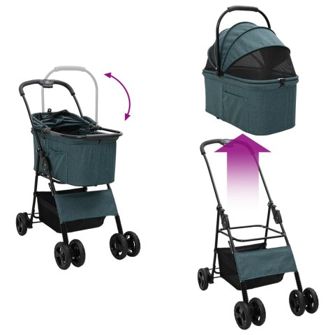 SKŁADANY WÓZEK DLA ZWIERZĄT Z REGULACJĄ ZIELONY 81X47X99CM