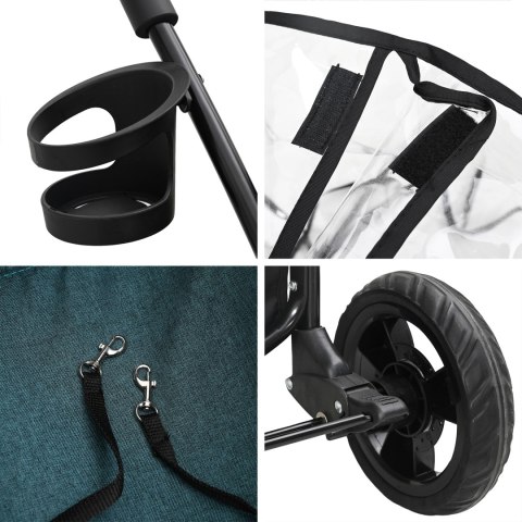 SKŁADANY WÓZEK DLA ZWIERZĄT ZIELONY 78X54X101CM