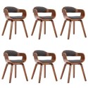 KRZESŁA DO JADALNI 6 SZT. CIEMNOSZARE TKANINA I GIĘTE DREWNO