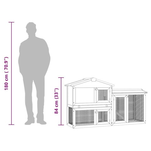 DUŻA KLATKA DLA KRÓLIKÓW BRĄZOWO-BIAŁA 145X45X85CM DREWNO