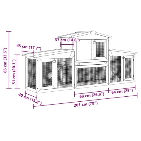 DUŻA KLATKA Z ZADASZENIEM DLA KRÓLIKÓW DREWNIANA