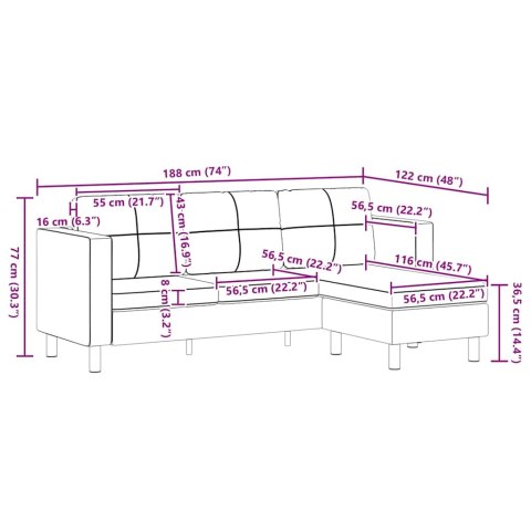 SOFA 3-OSOBOWA SKÓRA SYNTETYCZNA CZARNA