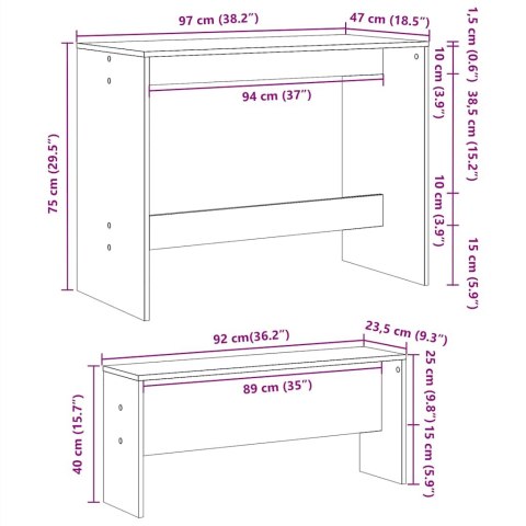 3-CZĘŚCIOWY ZESTAW DO JADALNI ZE STOŁEM I ŁAWKĄ DĄB BRĄZOWY