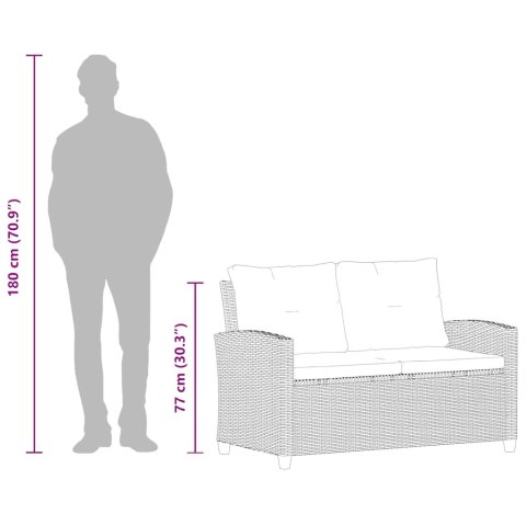 2-OSOBOWA SOFA OGRODOWA Z PODUSZKAMI CZARNA 124CM RATTAN PE