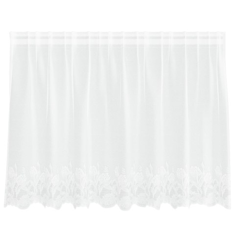 FIRANKA KORONKOWA Z ZASŁONAMI KWIATOWY BIAŁY 200X 100CM POLIESTER