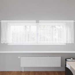 FIRANKA KORONKOWA Z ZASŁONAMI KWIATOWY BIAŁY 300X 100CM POLIESTER