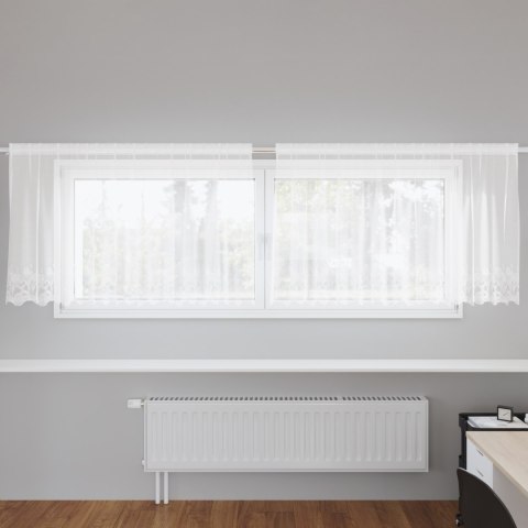 FIRANKA KORONKOWA Z ZASŁONAMI KWIATOWY BIAŁY 300X 100CM POLIESTER