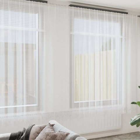 FIRANKA KORONKOWA Z ZASŁONAMI KWIATOWY BIAŁY 600X 260CM POLIESTER