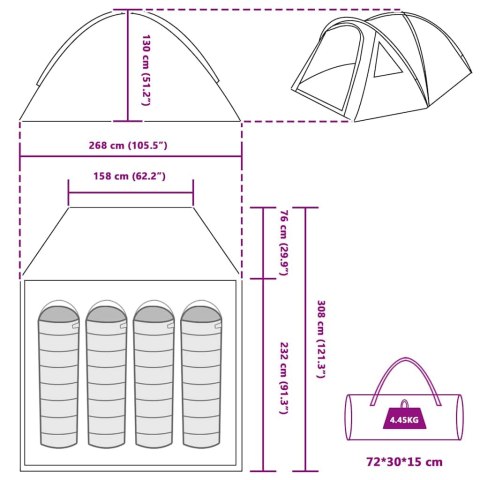 LEKKI NAMIOT TURYSTYCZNY 308X268CM IGLO 4,45KG ZIELONY POLIESTER SZYBKI MONTAŻ