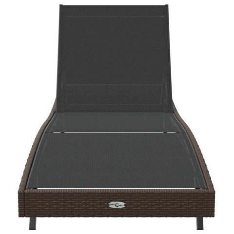 LEŻAK Z PODUSZKĄ 1-OSOBA BRĄZOWY 197X 70X 82CM POLIRATTAN