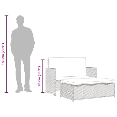 2-CZ. ZESTAW WYPOCZYNKOWY DO OGRODU PODUSZKI RATTAN PE SZARY
