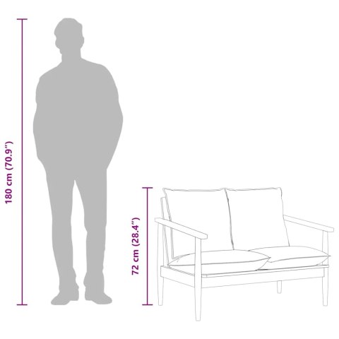 SOFA 2-OSOBOWA CZARNA NATURALNA SKÓRA I LITE DREWNO AKACJOWE