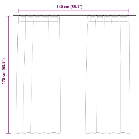 ZASŁONY Z HACZYKAMI 2 SZT. AKSAMITNE GRANATOWE 140X175CM