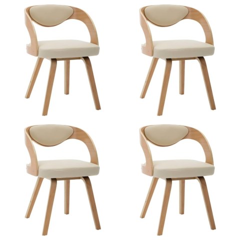 KRZESŁA STOŁOWE 4 SZT. KREMOWE GIĘTE DREWNO I SZTUCZNA SKÓRA