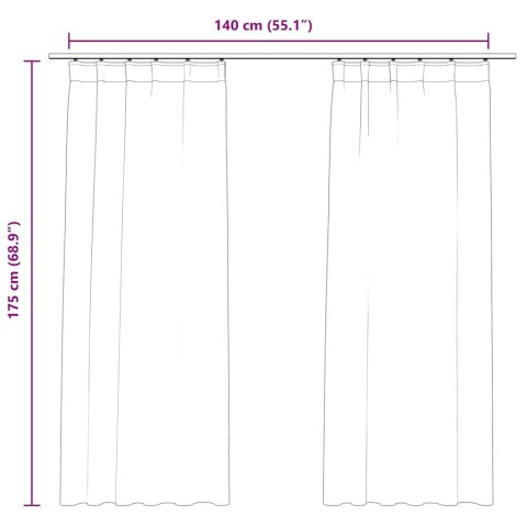 ZASŁONY Z HACZYKAMI 2 SZT AKSAMITNE KREMOWE 140X175CM