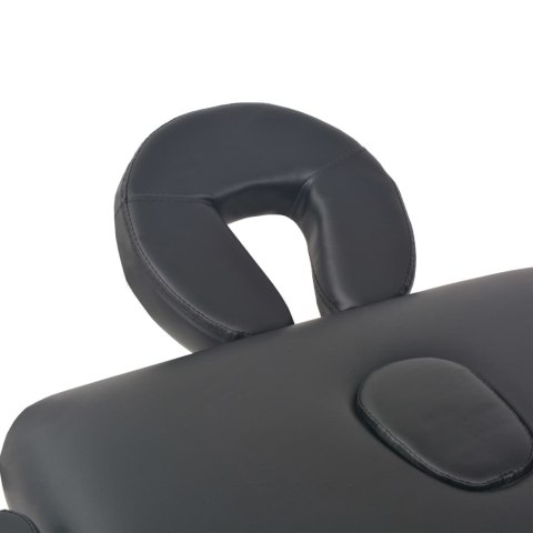 VidaXL Składany stół do masażu ze stołkiem, 2-strefowy, czarny