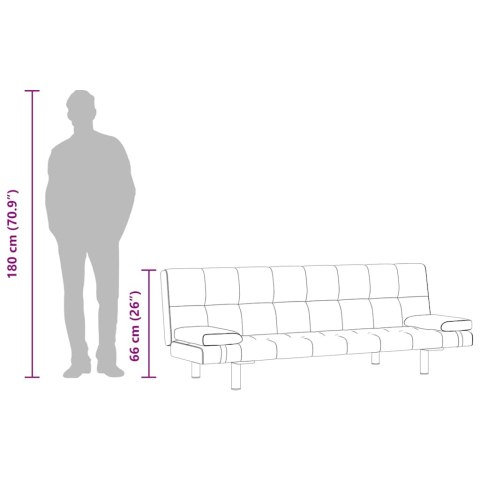 KANAPA ROZKŁADANA Z DWIEMA PODUSZKAMI SKÓRA KREMOWA