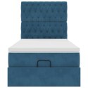 VidaXL Rama łóżka otomana z materacami, niebieska, 100x200 cm, aksamit