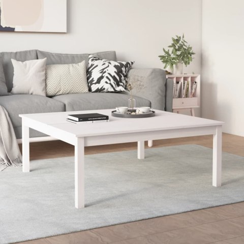 STOLIK KAWOWY BIAŁY 100X100X40CM LITE DREWNO SOSNOWE