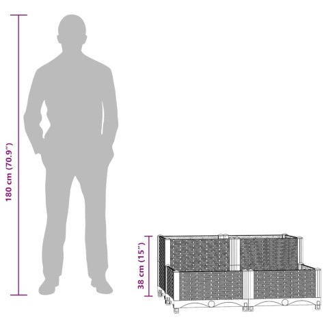 DONICA DO PODWYŻSZONEJ RABATY 80X80X38CM POLIPROPYLEN