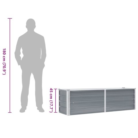 PODWYŻSZONA DONICA Z GALWANIZOWANEJ STALI 160X40X45CMSZARA