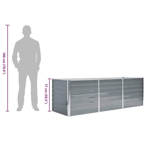 PODWYŻSZONA DONICA Z GALWANIZOWANEJ STALI 240X80X77CM SZARA
