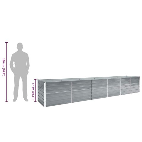 PODWYŻSZONA DONICA Z GALWANIZOWANEJ STALI 480X80X77CM SZARA