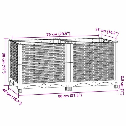 DONICA DO PODNIESIONEJ RABATY 80X40X38CM POLIPROPYLEN