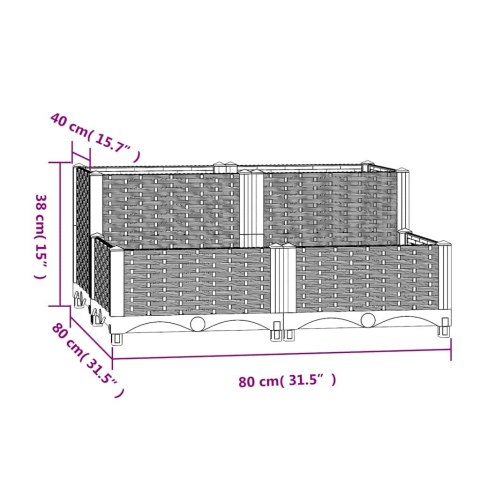 DONICA DO PODWYŻSZONEJ RABATY 80X80X38CM POLIPROPYLEN