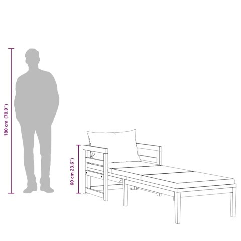 LEŻAK OGRODOWY Z KREMOWĄ PODUSZKĄ DREWNO AKACJOWE