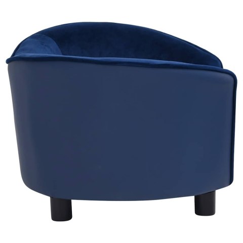 VidaXL Sofa dla psa, niebieska, 69x49x40 cm, plusz i sztuczna skóra