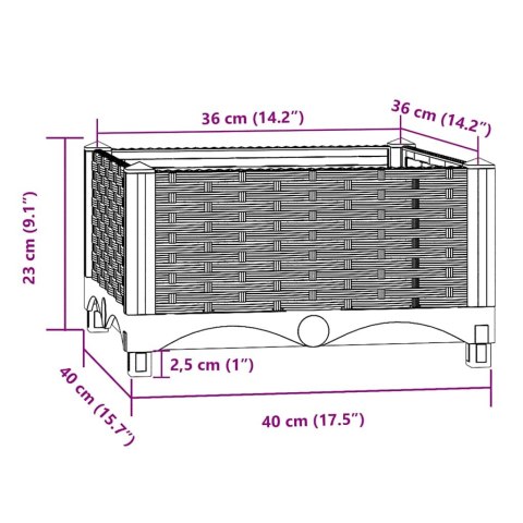 DONICA DO PODNIESIONEJ RABATY 40X40X23CM POLIPROPYLEN