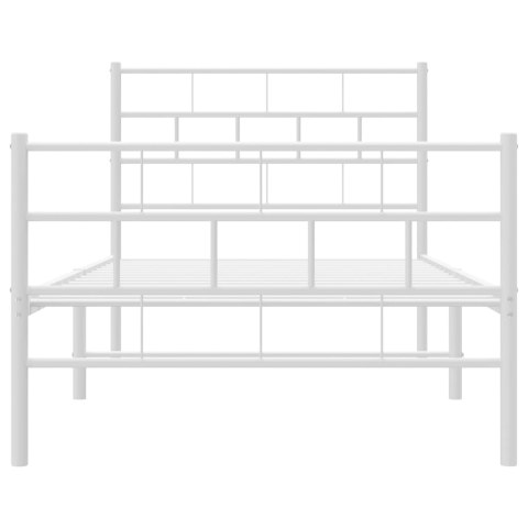 METALOWA RAMA ŁÓŻKA Z WEZGŁOWIEM I ZANÓŻKIEM BIAŁA 107X203CM