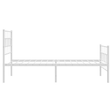 METALOWA RAMA ŁÓŻKA Z WEZGŁOWIEM I ZANÓŻKIEM BIAŁA 107X203CM