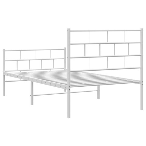 METALOWA RAMA ŁÓŻKA Z WEZGŁOWIEM I ZANÓŻKIEM BIAŁA 107X203CM