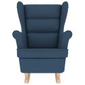 FOTEL BUJANY NIEBIESKI 74X90X102CM TAPICEROWANY TKANINĄ