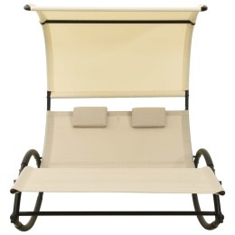 PODWÓJNY LEŻAK Z BALDACHIMEM TKANINA TEXTILENE KREMOWY