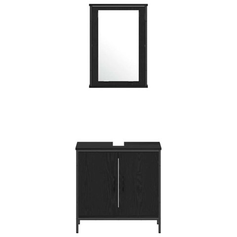 ZESTAW MEBLI ŁAZIENKOWYCH 4 CZĘŚCIOWY CZARNY DĄB