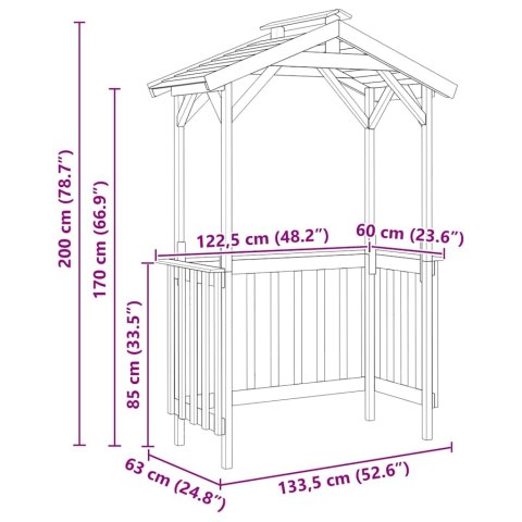 SZOPA NA GRILL 133.5X63X200CM Z DREWNA SOSNOWEGO IMPREGNOWANEGO