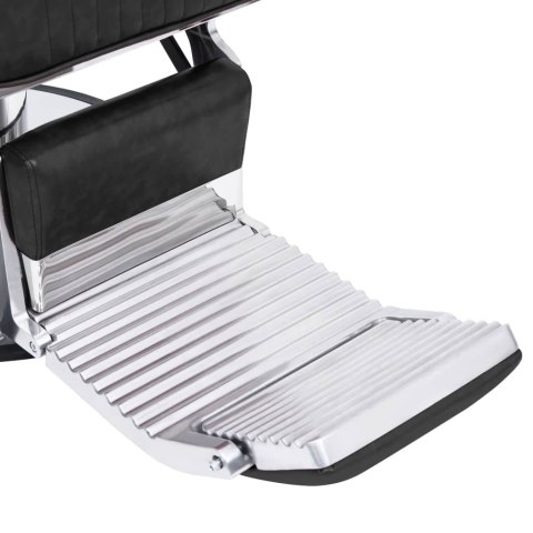 FOTEL BARBERSKI CZARNY OBROTOWY 360 SKÓRA SZTUCZNA REGULOWANY Z PODNÓŻKIEM