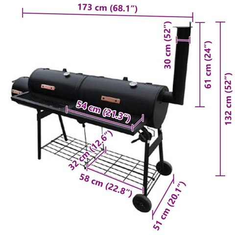 GRILL Z WĘDZARNIĄ NEVADA,XL CZARNY