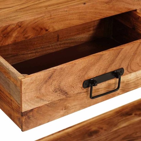 STOLIKI KONSOLOWE Z SZUFLADĄ Z PÓŁKĄ INNY 2 SZT. BRĄZOWY LITE DREWNO AKACJOWE