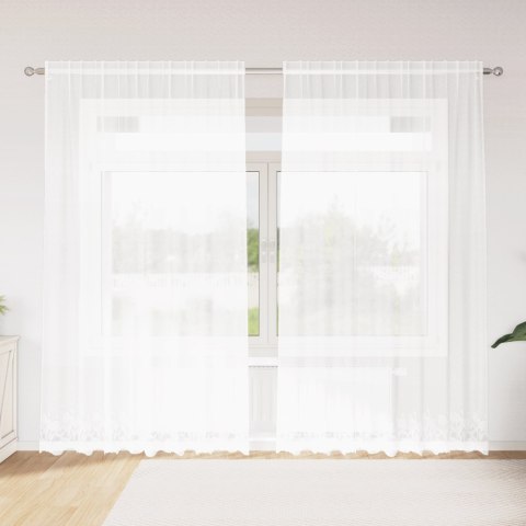 FIRANKA KORONKOWA Z ZASŁONAMI KWIATOWY BIAŁY 200X 245CM POLIESTER