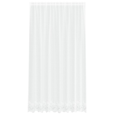 FIRANKA KORONKOWA Z ZASŁONAMI KWIATOWY BIAŁY 200X 245CM POLIESTER