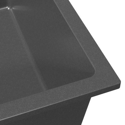 ZLEW KUCHENNY Z OTWOREM PRZELEWOWYM W SZARYM GRANICIE