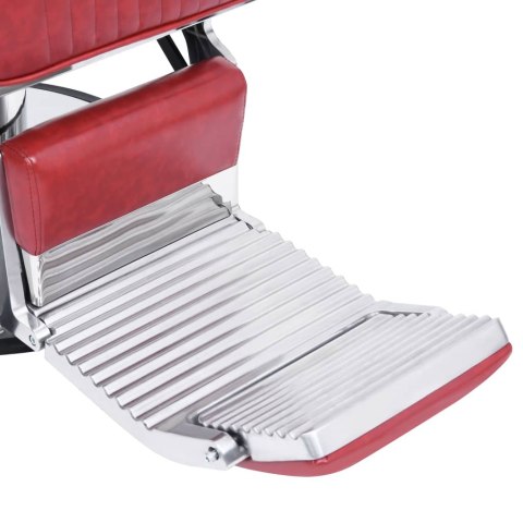 FOTEL BARBERSKI CZERWONY OBROTOWY 360 SKÓRA SZTUCZNA Z PODNÓŻKIEM